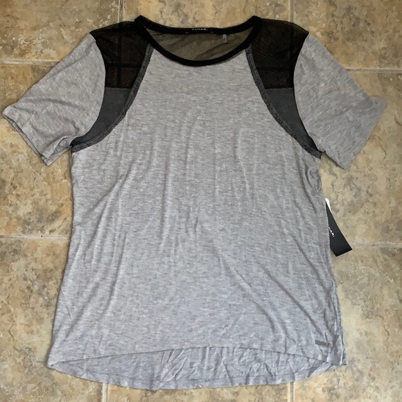 Tahari | Grey Mesh Knit Top Size L - Picture 1 of 6